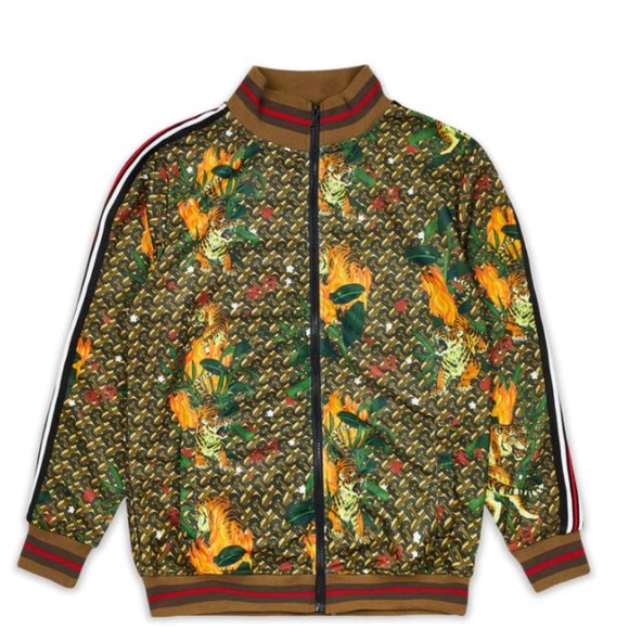 Reason Brand Tiger Print Monogram Track Set Tracksuit 2 Piece - Picture 2 of 8